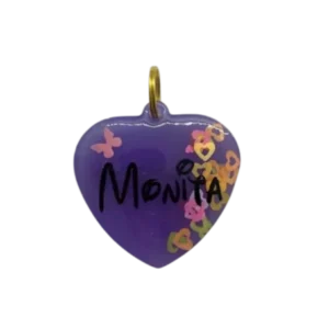 Placa de identificación para mascotas: Corazón de resina personalizado