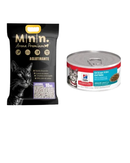 Arena Aglutinante Minino Premium + Latas Hill's | Elige Salmón/Pescado - Imagen 3